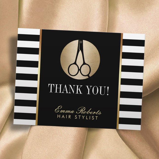 Hair Stylist Scissy Logo Moderne Streifen Danke Postkarte (Von Creator hochgeladen)