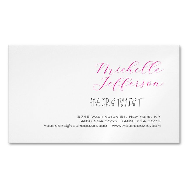 Hair Stylist Script Handwriting Trendy Magnetische Visitenkarte (Vorderseite)