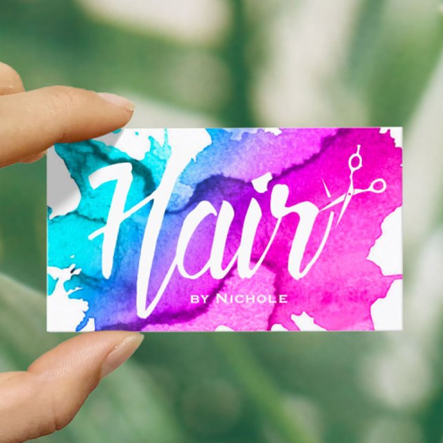 Hair Stylist Script Trendy Watercolor Ernennung Terminkarte (Von Creator hochgeladen)