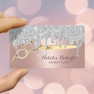 Hair Stylist Silver Drips Rose Gold Beauty Salon Visitenkarte