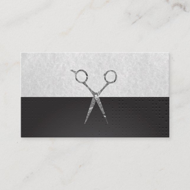 Hair Stylist Silver Metal Textur Hintergrund Terminkarte (Vorderseite)