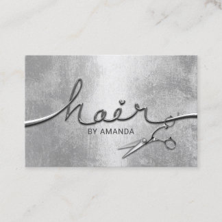 Hair Stylist Stilvoller Silver 3D Typografy Salon Terminkarte