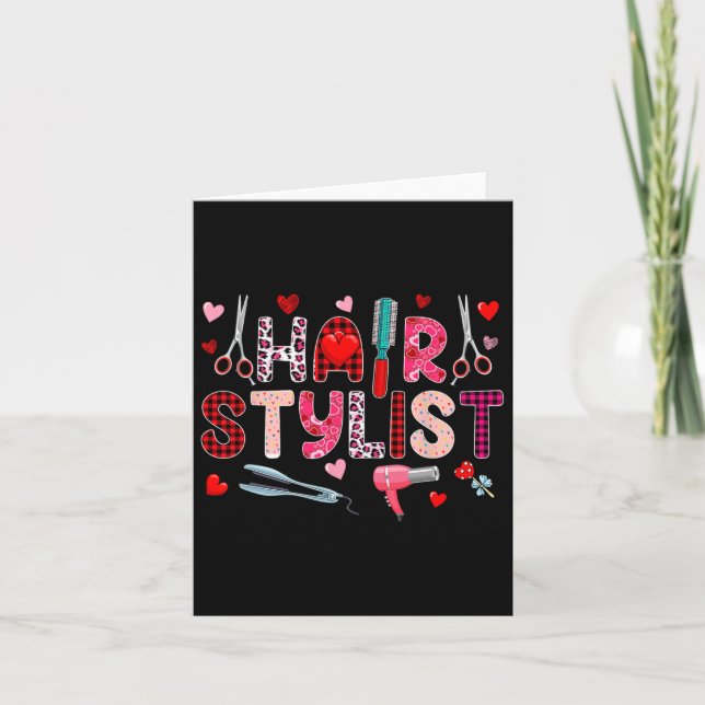 Hair Stylist Tools Valentine's Day Leopard Niedlic Karte (Vorderseite)