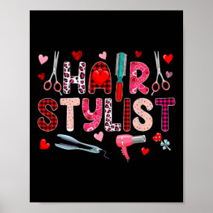 Hair Stylist Tools Valentine's Day Leopard Niedlic Poster