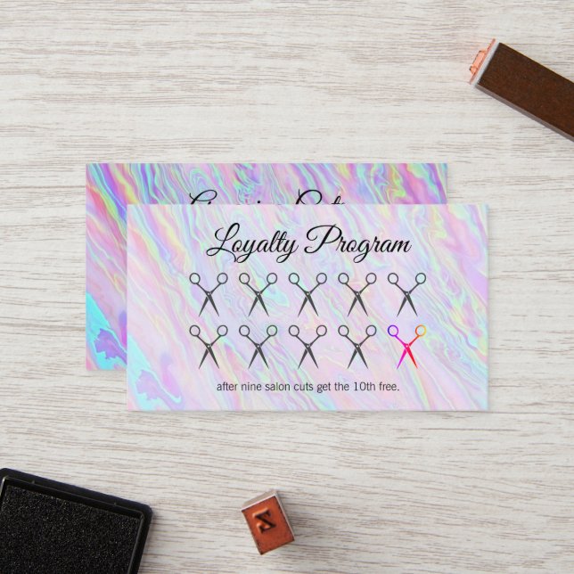 Hair Stylist | Treueprogramm | Rainbow Liquid Treuekarte (Vorderseite/Rückseite Beispiel)