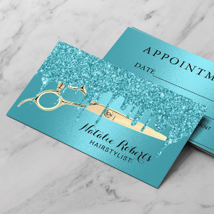 Hair Stylist Turquoise Drips Salon Appointment Terminkarte