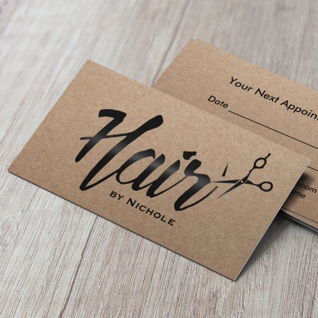 Hair Stylist Typografy Rustic Kraft Ernennung Terminkarte (Von Creator hochgeladen)