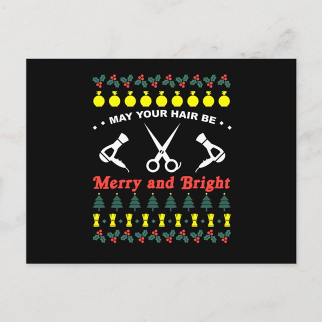Hair Stylist Ugly Christmas Knit Sweater Gift Postkarte (Vorderseite)