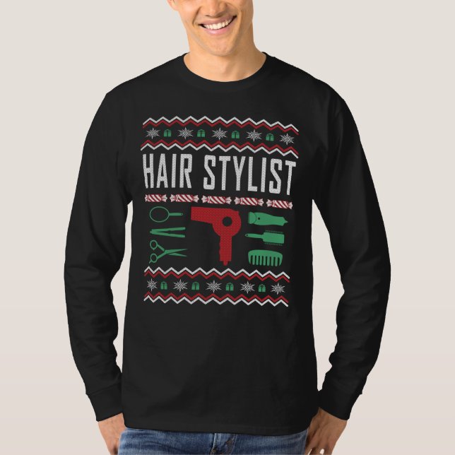 Hair Stylist Ugly Christmas Sweater T-Shirt (Vorderseite)