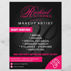 Hair- und Make-up-Artist Monogram Werbemittel Flyer