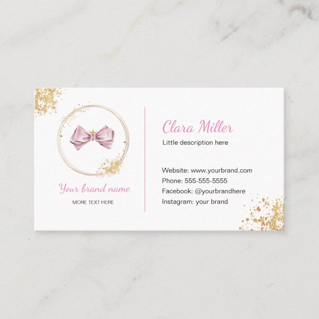 Hairbow Visitenkarte Rosa und Gold (Vorderseite)