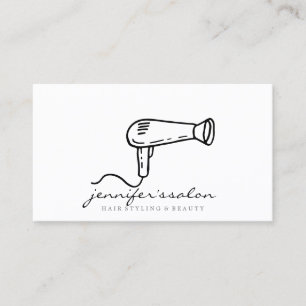 HairDresser Logo Schwarzer Haartrockner Salon Styl Visitenkarte