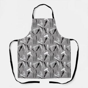HAIRDRESSER TOOLS PATTERN DESIGN IN CHARCOAL GRAY SCHÜRZE