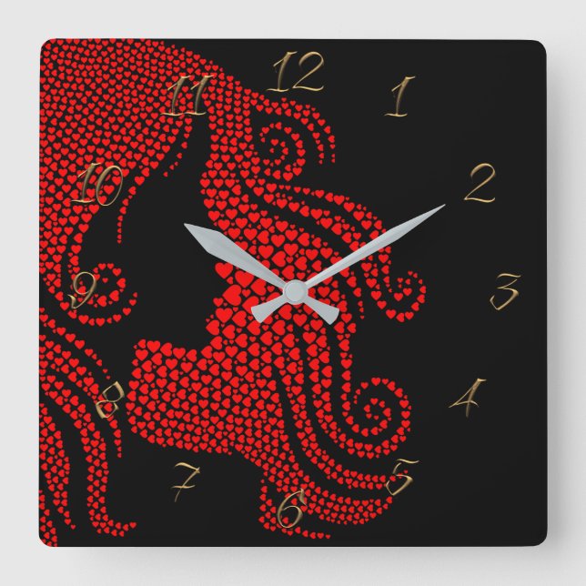 Hairdressy Quadratische Wanduhr (Vorderseite)