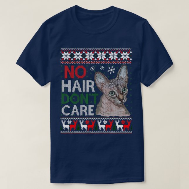 Hairless Cat Ugly Christmas Sweater Sphynx Cat  T-Shirt (Design vorne)