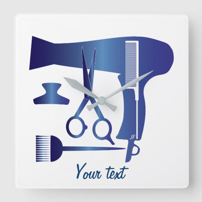 Hairstyles tools quadratische wanduhr (Vorderseite)