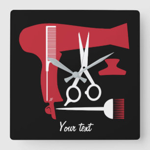 Hairstyles tools quadratische wanduhr