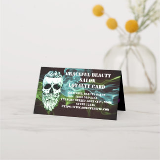 hairstylist barber loyalty card skull  treuekarte