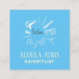 HairStylist Berufliche Friseurin Salon Sage Blue Quadratische Visitenkarte