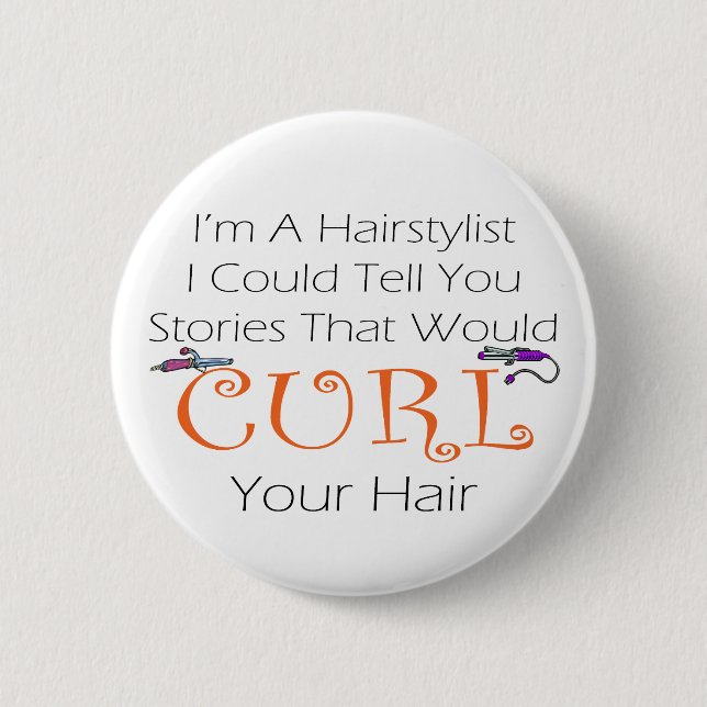 Hairstylist-Locken-Haar Button (Vorderseite)