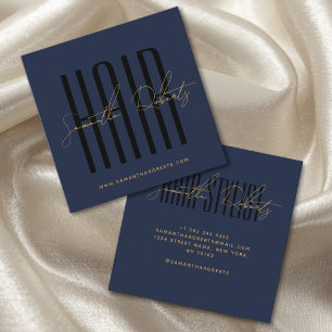 Hairstylist moderne Typografieschrift blau Quadratische Visitenkarte