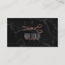 Hairstylist RoseGold Scissors MarmorVisitenkarte