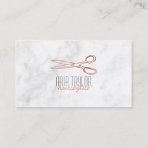Hairstylist RoseGold Scissors MarmorVisitenkarte
