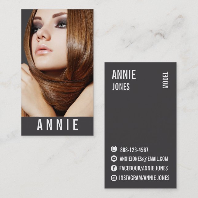 ★ Hairstylist-Schauspielerin-Modell modernes Visitenkarte (Vorne/Hinten)