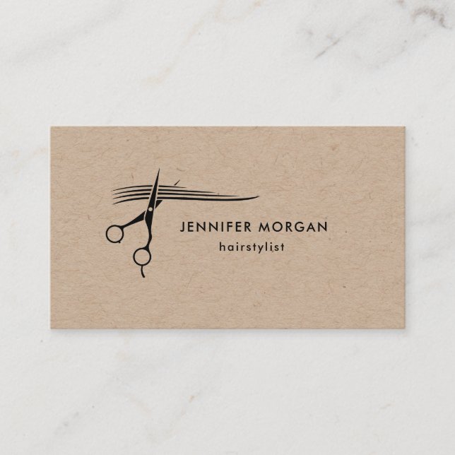 Hairstylist Scissors Kraft Business Card Visitenkarte (Vorderseite)