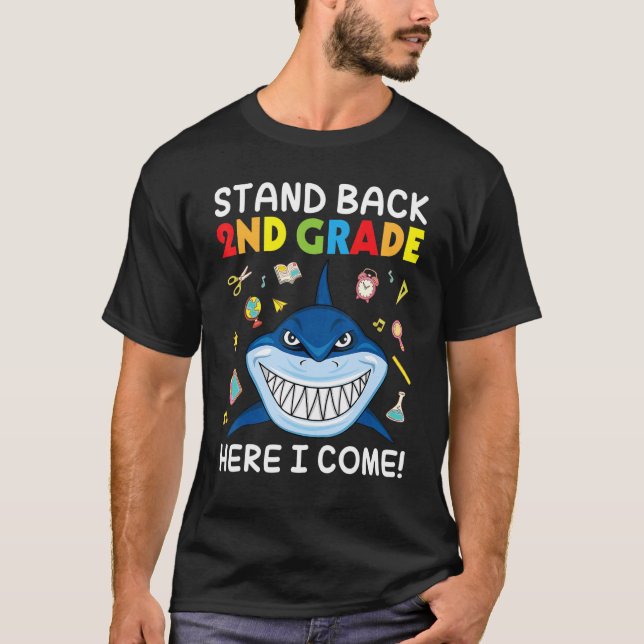 Haischüler gehen zurück zur Schule Stand 2. Klasse T-Shirt (Vorderseite)