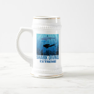 Haitauchen Extreme Scuba Diver Bierglas