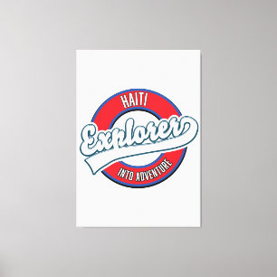 Haiti-Entdecker-Logo im Retro-Stil für Abenteuer Leinwanddruck