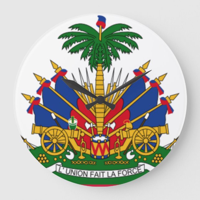 Haiti Flag Coat of Arms  Große Wanduhr (Vorderseite)