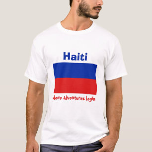 Haiti-Flagge + Karte + Text-T-Shirt T-Shirt