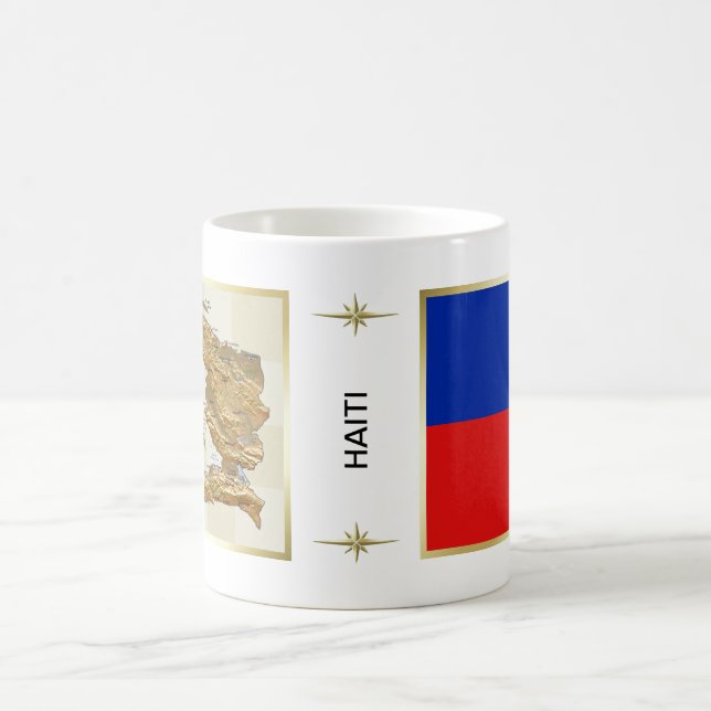 Haiti-Flagge + Karten-Tasse Kaffeetasse (Mittel)