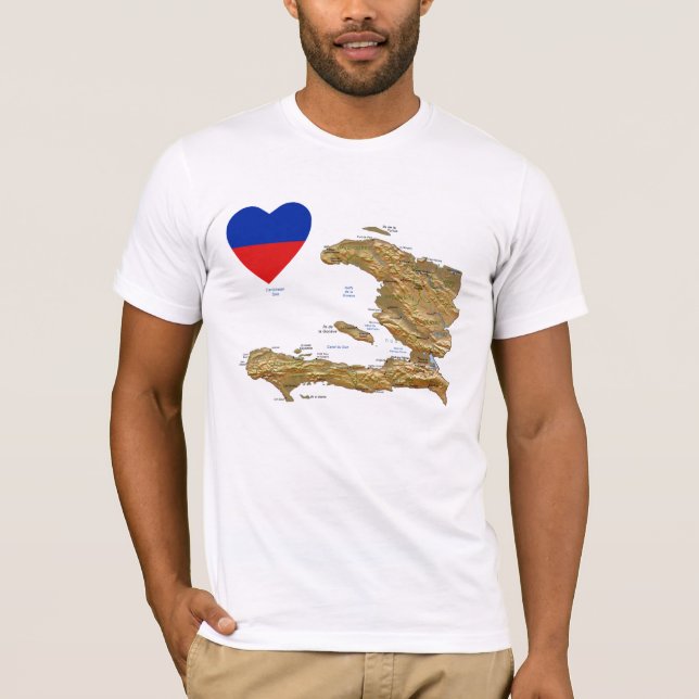 Haiti-Flaggen-Herz und Karten-T - Shirt (Vorderseite)