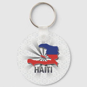 Haiti-Flaggen-Karte 2,0 Schlüsselanhänger