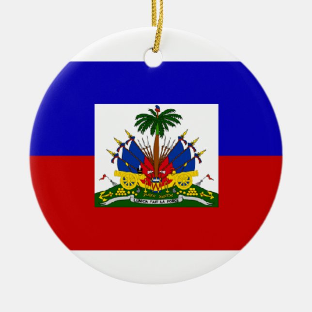 HAITI-FLAGGEN-VERZIERUNG KERAMIK ORNAMENT (Vorne)