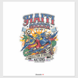 Haiti Fußball Skelett Stürmer Nationen Poster Stil Aufkleber