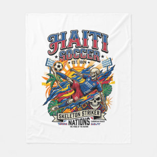 Haiti Fußball Skelett Stürmer Nationen Poster Stil Fleecedecke