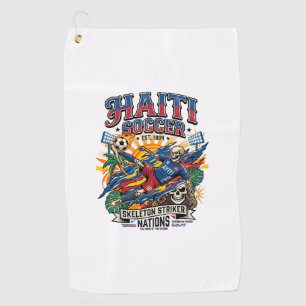 Haiti Fußball Skelett Stürmer Nationen Poster Stil Golfhandtuch