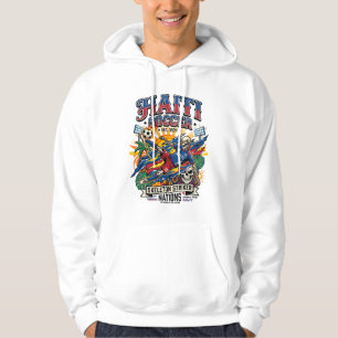 Haiti Fußball Skelett Stürmer Nationen Poster Stil Hoodie