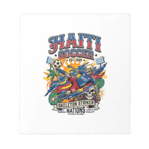 Haiti Fußball Skelett Stürmer Nationen Poster Stil Notizblock