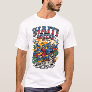 Haiti Fußball Skelett Stürmer Nationen Poster Stil T-Shirt