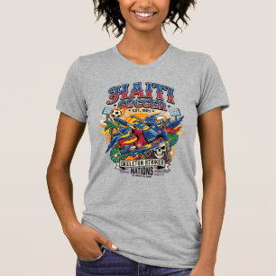 Haiti Fußball Skelett Stürmer Nationen Poster Stil T-Shirt