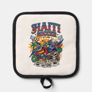 Haiti Fußball Skelett Stürmer Nationen Poster Stil Topflappen