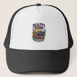 Haiti Fußball Skelett Stürmer Nationen Poster Stil Truckerkappe