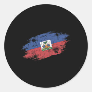 Haiti Fußballfan zerfetzte Flagge Nationalstolz Runder Aufkleber