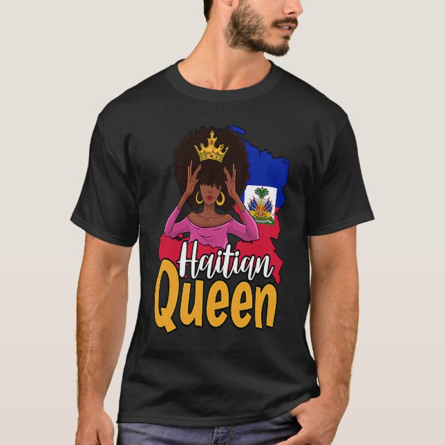 Haiti Haitian Love Flag Proud Woman Princess Crown T-Shirt (Vorderseite)