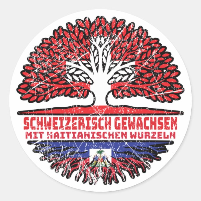 Haiti Haitianisch Schweizer Schweiz Baum Wurzel Runder Aufkleber (Vorderseite)